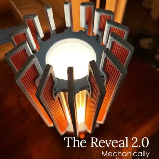 Highly detailed, mechanically dimmable LED lighting fixture with modern design.