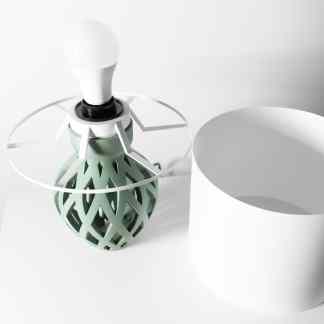 LED lamp with intricate lattice-style 3D-printed base for modern home decor.