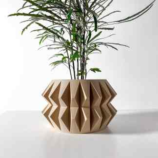 3D printed decorative plant pot showcasing unique geometric patterns, perfect for modern home decor.