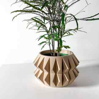 3D printed decorative plant holder with intricate geometric design, perfect for home decor.