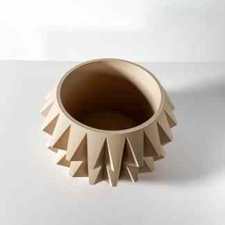 Intricate beige 3D-printed gear with detailed teeth, ideal for engineering and industrial applications.