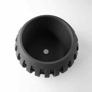 High-quality 3D printed black gear with precision design, ideal for industrial and mechanical applications.