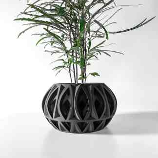 Enhanced modern black 3D-printed planter for stylish indoor plant display.