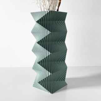 Colorful modern 3D printed vase with intricate geometric patterns, ideal for contemporary home decor.