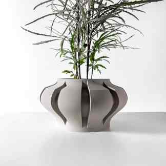 Highly detailed 3D-printed modern plant pot with intricate design, ideal for contemporary home decor.