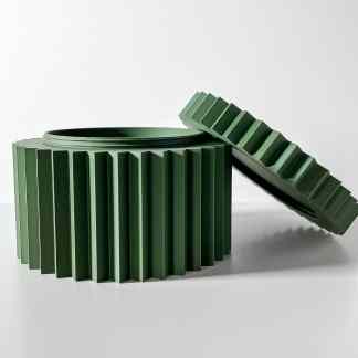 High-quality green 3D printed gear showcasing precision manufacturing and additive design.