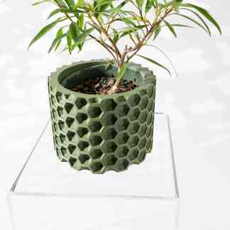 3D-printed hexagonal plant pot for eco-friendly gardening solutions.