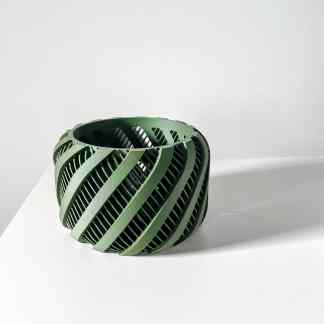 High-quality 3D printed geometric spiral model in green material. Perfect for artistic, industrial, or engineering applications.