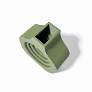 High-quality 3D printed green mechanical part with precise detailing and smooth finish.