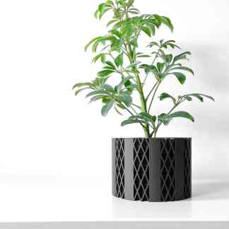 3D printed plant pot, eco-friendly, modern design, intricate lattice pattern, home decor.