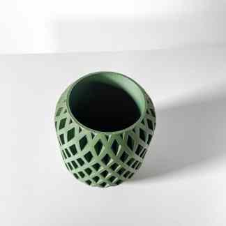 Bright green 3D printed lattice vase with geometric pattern, perfect for modern home decor.