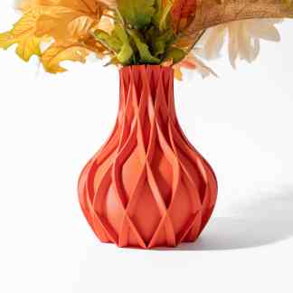3D printed flower vase, modern decor, intricate design, vibrant home accessories.