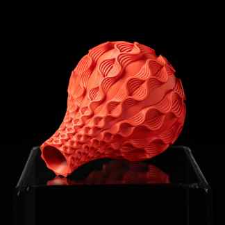 Highly detailed 3D printed modern art piece with intricate design.