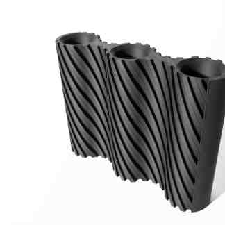 High-resolution black 3D-printed turbine component for engineering and industrial applications.