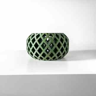 3D printed green lattice vase showcasing innovative design and contemporary style.