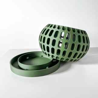 Vibrant green 3D printed basket with open lattice design, perfect for modern decor and home organization.