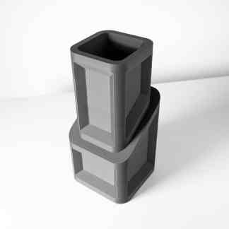 Highly detailed 3D printed pen holder in gray, showcasing precise design and craftsmanship.