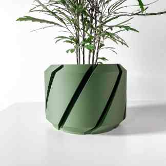 Vibrant green 3D-printed plant pot with sleek, modern design, perfect for home decor.
