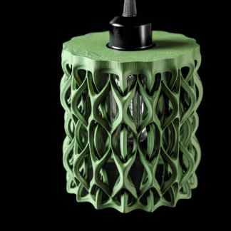 Highly detailed 3D printed designer lampshade with intricate lattice pattern, perfect for modern decor.