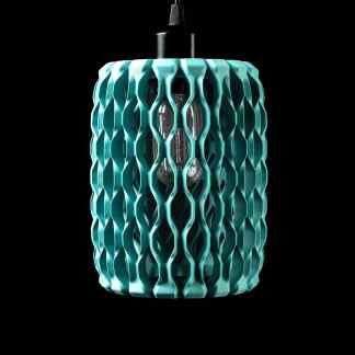 A modern 3D-printed LED lamp with a honeycomb cover, exemplifying advanced 3D printing craftsmanship and design.