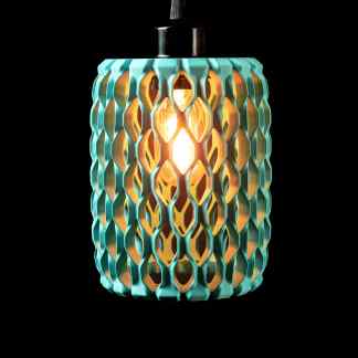Unique 3D printed pendant lighting with modern geometric pattern for stylish interior decor.