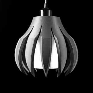 3D printed pendant light, modern geometric lamp, innovative 3D printed lighting fixture.