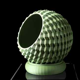 High-resolution image of a 3D-printed golf ball showcasing intricate surface design and texture.