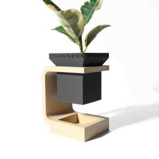 Stylish 3D printed plant holder with geometric shapes, perfect for modern home decor and interior design.