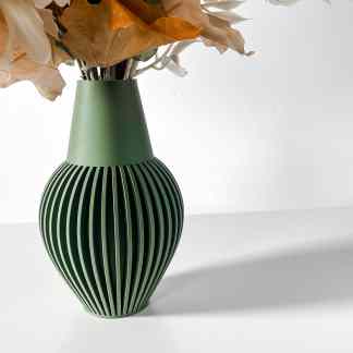 3D printed green vase with slatted design, perfect for home decor, by AM Square 3D.