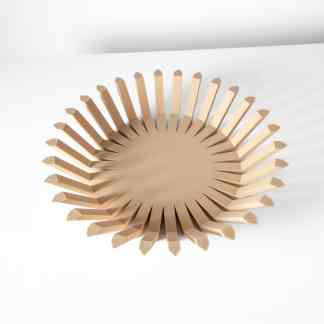 3D printed circular art object with intricate geometric details and modern design.