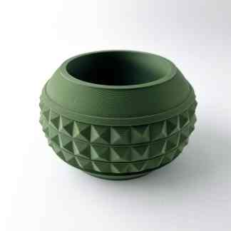 Vase created with advanced 3D printing technology, featuring intricate geometric pattern and sleek finish.