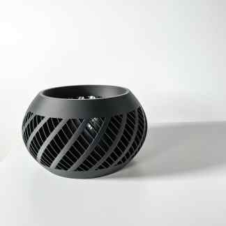 High-quality 3D printed black vase with intricate geometric patterns, ideal for contemporary interior styling.