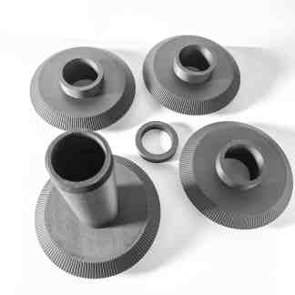 Detailed black and white image of custom 3D printed mechanical gears and parts.