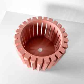 Pink 3D-printed gear with detailed teeth, perfect for mechanical and industrial applications.