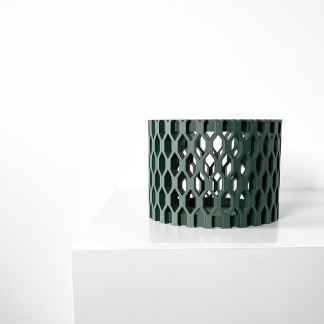 3D printed geometric container, modern home decor, innovative 3D printing art, stylish storage solution.