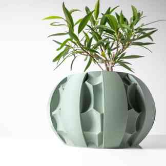 3D-printed plant pot with intricate geometric patterns, perfect for modern indoor decor.