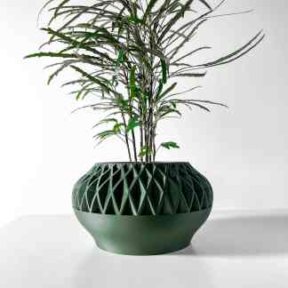 Elegant green 3D printed vase with detailed geometric patterns, ideal for stylish interior decoration.
