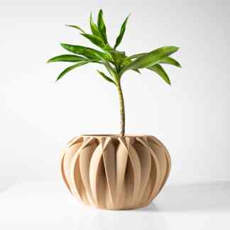 High-quality 3D printed plant container with intricate design and natural aesthetic.