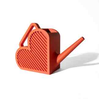 3D printed heart-shaped watering can for gardening and decorative purposes, showcasing innovative 3D printing technology.