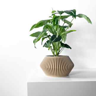 Decorative 3D printed plant pot with intricate geometric design, perfect for modern interior spaces.
