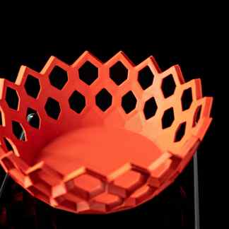Colorful 3D printed furniture piece with honeycomb pattern, ideal for contemporary home or office spaces.