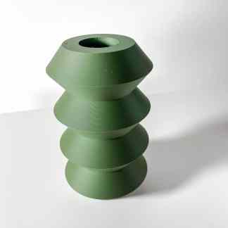 3D printed green geometric vase, showcasing innovative 3D printing design.
