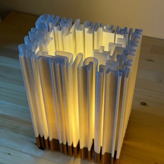 Elegant 3D wooden LED lamp with detailed laser-cut patterns, perfect for modern interiors and unique gift ideas.