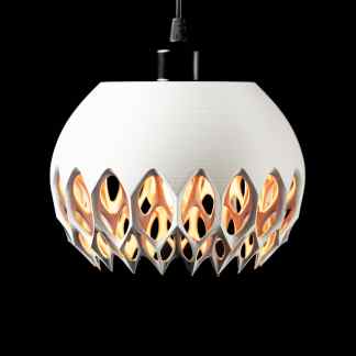 Elegant 3D-printed lighting fixture showcasing unique laser-cut design, ideal for contemporary interiors.