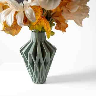 Contemporary 3D printed vase with intricate geometric design for home decor.
