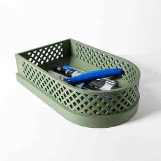 Durable 3D printed pen holder container with pens, ideal for office organization and desk accessories.