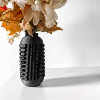 Decorative 3D-printed vase with textured ribs, perfect for contemporary interior styling.