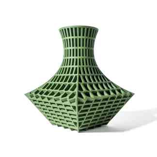 Highly detailed, eco-friendly 3D printed vase with a geometric design for modern interior decor.