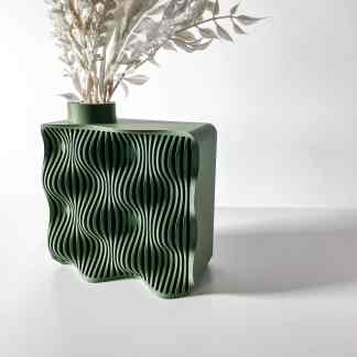 Unique 3D-printed decorative vase with complex wave pattern, perfect for modern interior decor.