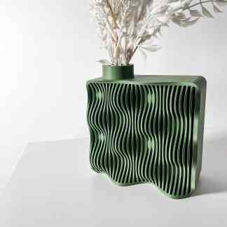Stylish eco-friendly green ceramic-like 3D printed vase for modern interior decor.